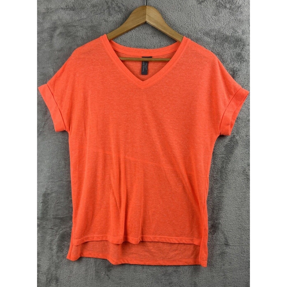 3/ $20 Sweaty Betty Small Neon Orange Short Sleeve shirt Linen Poly Short Sleeve